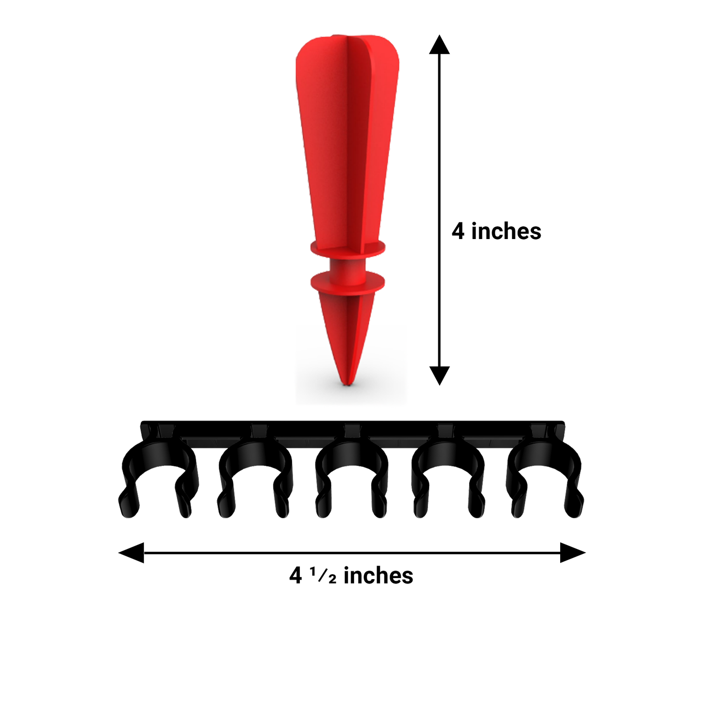 Graphic shows the length of a marker (4 inches) and the holder (4 and half inches)