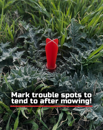 use Here I Am to mark trouble spots to tend to after mowing