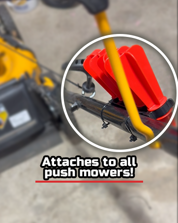 Here I Am attaches to all push mowers