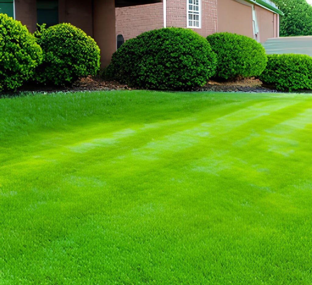 A vibrantly green lawn with a perfectly defined, crisp border, demonstrating the pristine results of expertly edging your lawn for a beautiful yard.