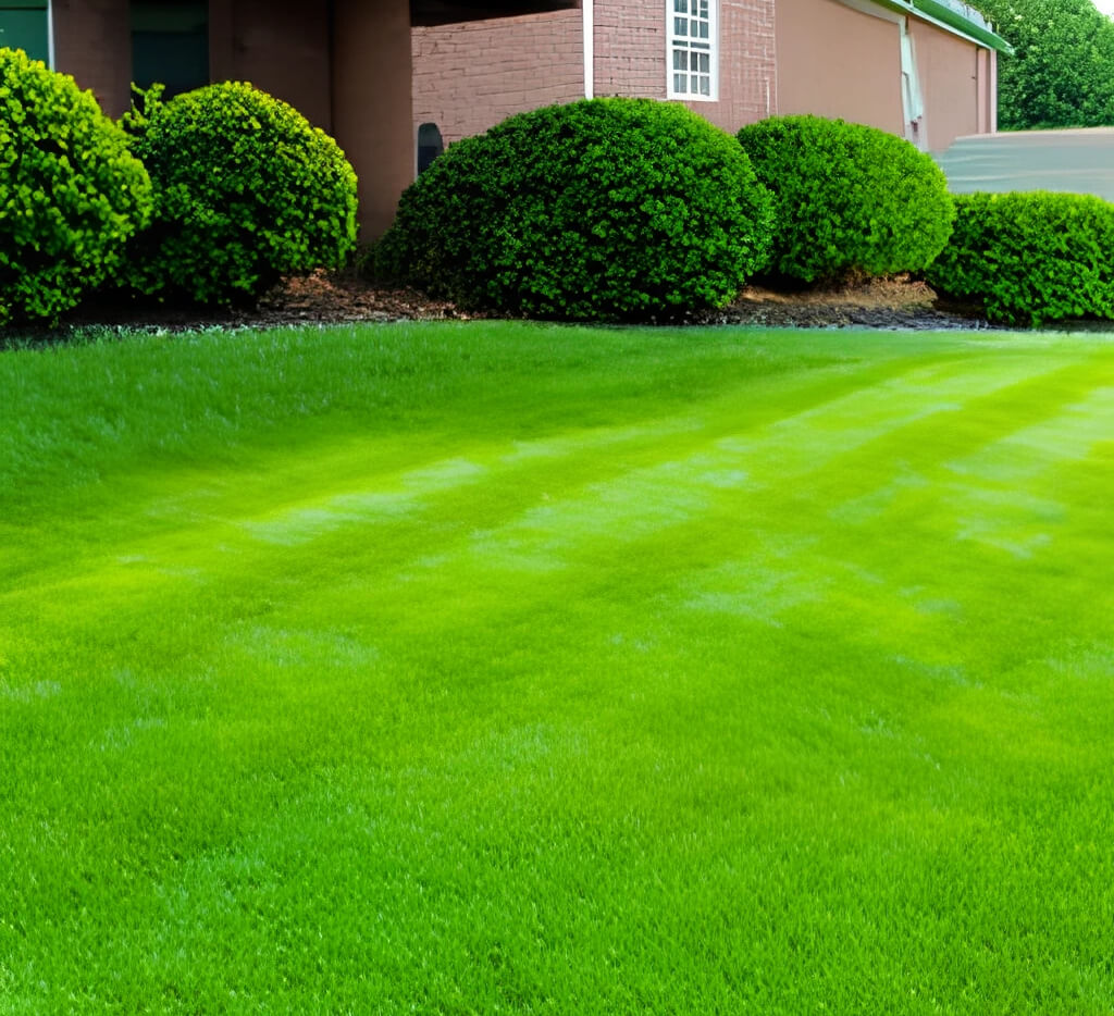 A vibrantly green lawn with a perfectly defined, crisp border, demonstrating the pristine results of expertly edging your lawn for a beautiful yard.