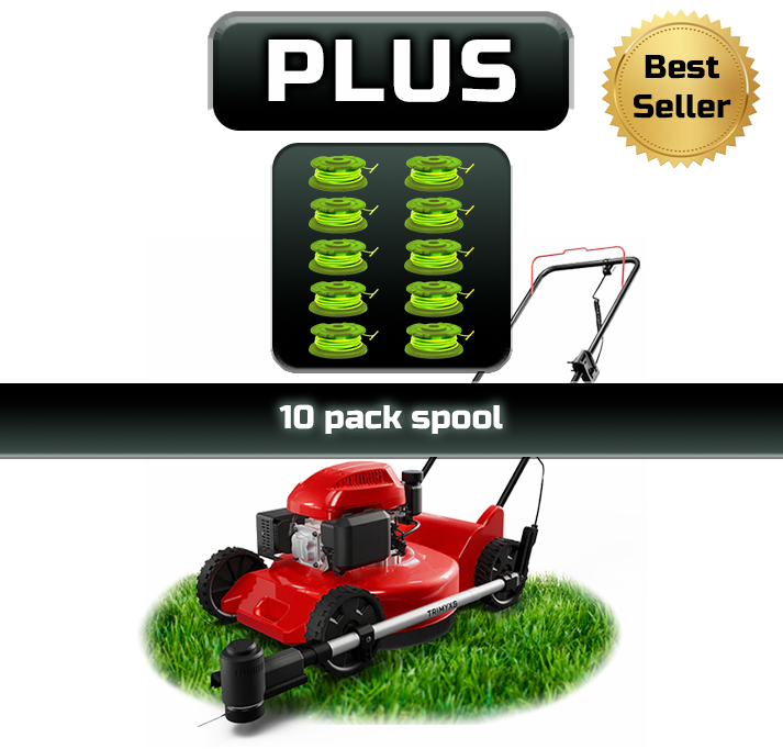 Trimmer & Edger Push Mower Attachment, plus battery and charger, 10-pack spool included