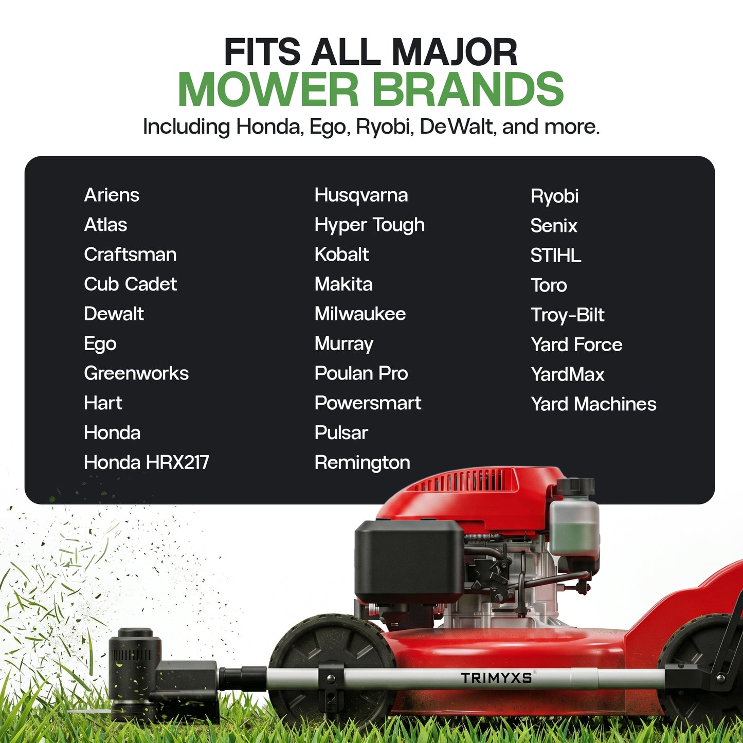Trimmer & Edger Push Mower Attachment (Trimyxs), 20V Battery & Charger
