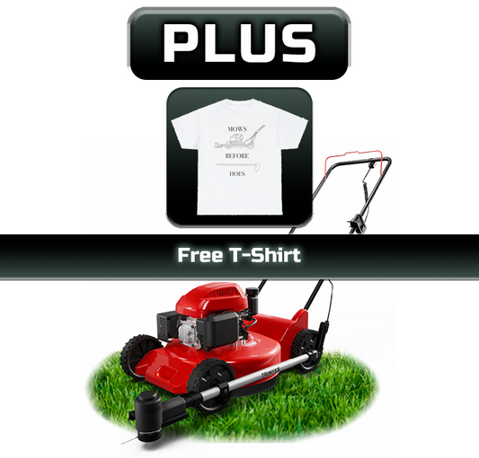 Trimmer & Edger Push Mower Attachment, plus battery and charger, and free t-shirt